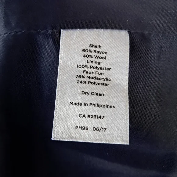 Talbots Womens Aberdeen Navy Blue Faux Fur Collar Wool Blend Jacket Blazer 16 - Picture 8 of 10